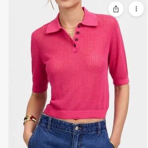Madewell Fuchsia Ribbed LinenTop